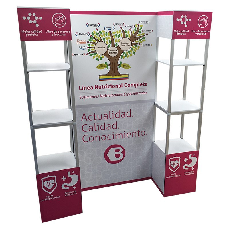 Expo Stands - Double Shelf Display with Backing