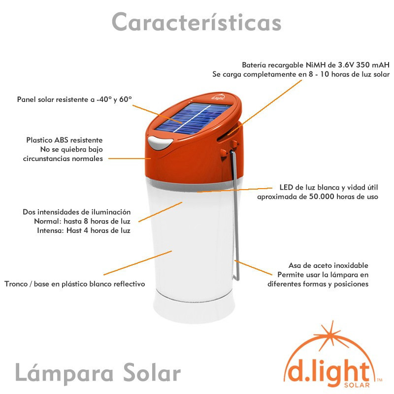 Lámpara linterna LED de recarga solar d´light
