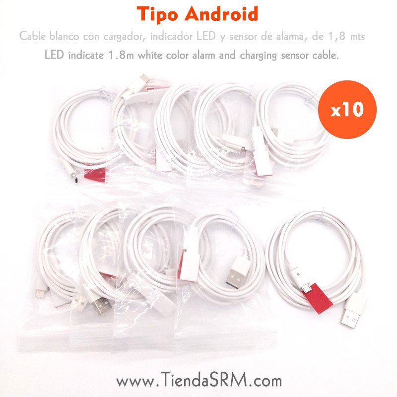 10 Alarm Cables with Android Charger