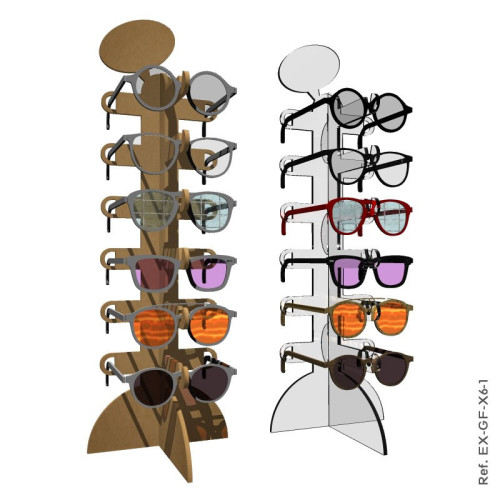 Exhibidor para 6 gafas o lentes.