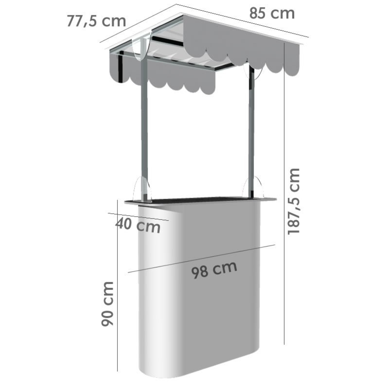Mesa o Counter portátil con techo