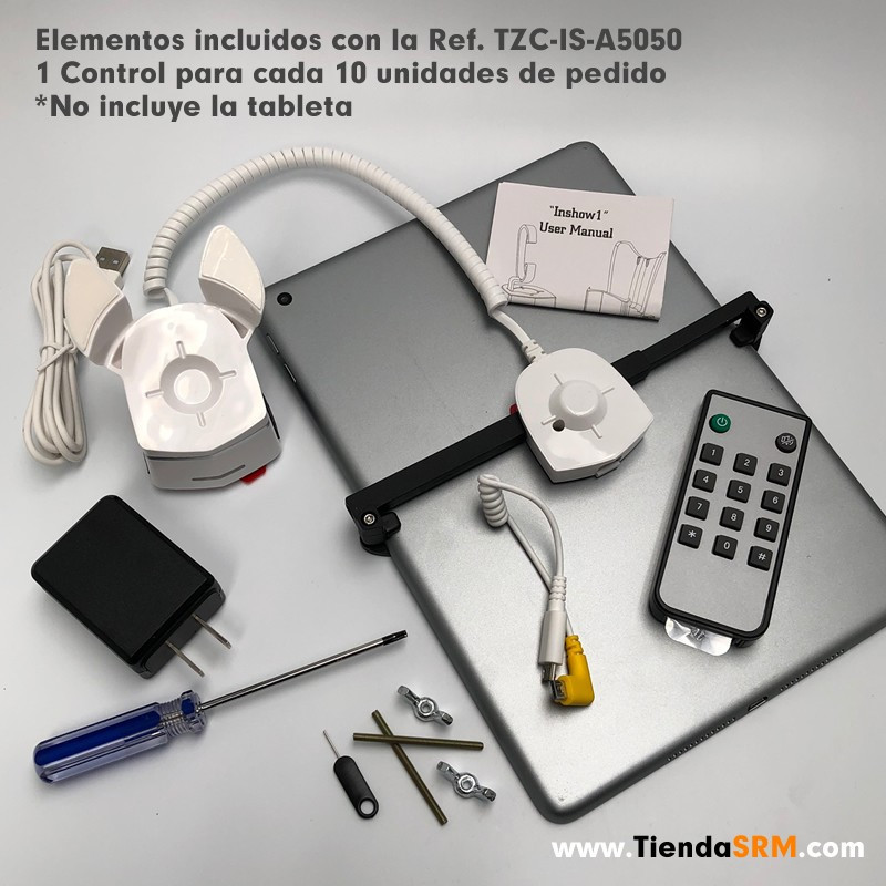 Alarm with stand and security clamp for tablets.