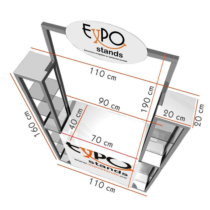 Combi Stand Ref. ES-CS-21 Counter con repisa doble