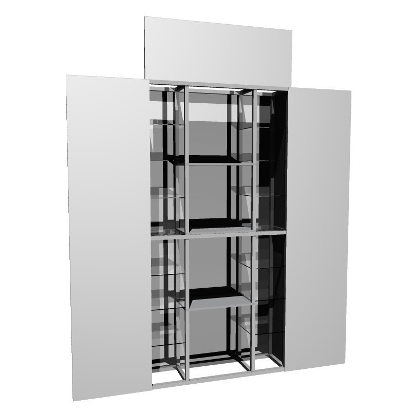 Repisa triple con backing / displays laterales