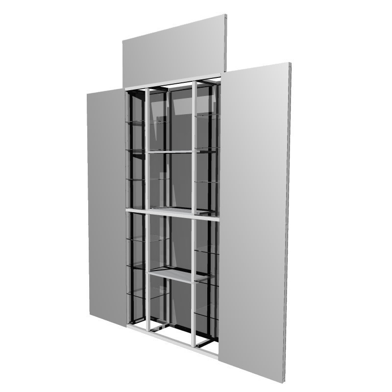 Triple shelf with backing / side displays