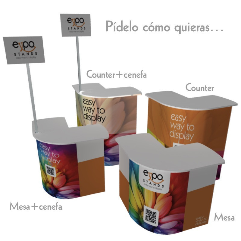 ExpoStads - Counter en L de 80x80 cm