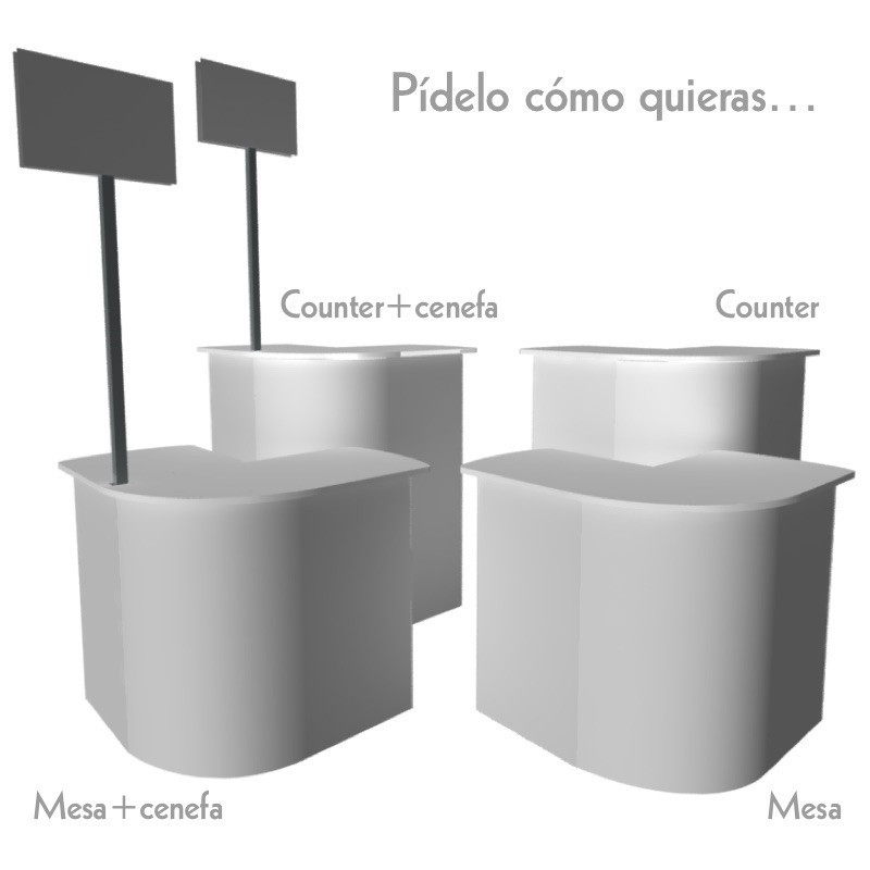 ExpoStads - Counter en L de 80x80 cm