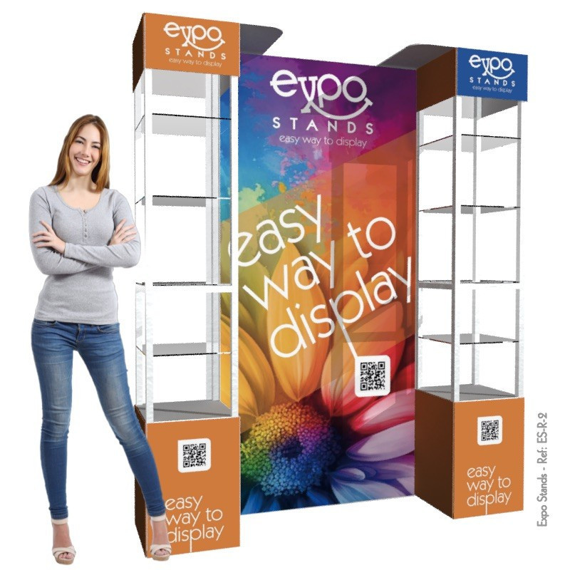 Expo Stands - Double Shelf Display with Backing