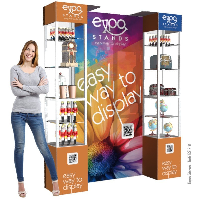 Expo Stands - Double Shelf Display with Backing