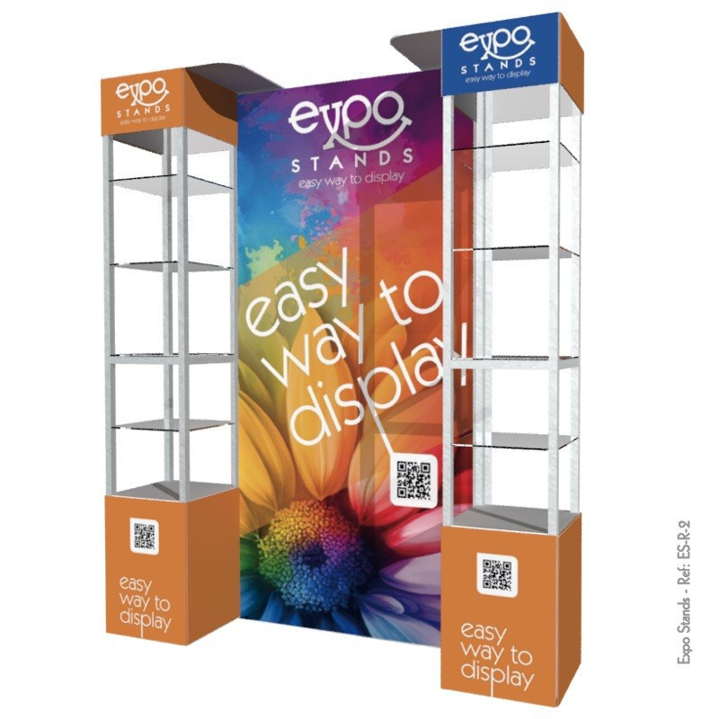 ExpoStands - Repisa exhibidor Doble con Backing