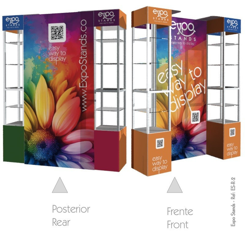Expo Stands - Double Shelf Display with Backing