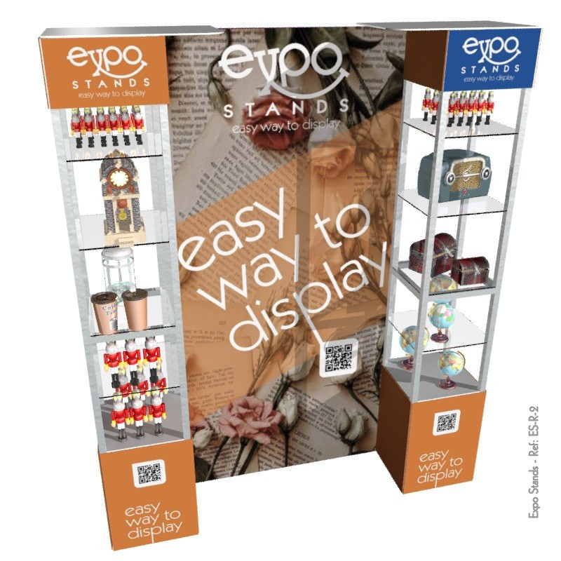 ExpoStands - Repisa exhibidor Doble con Backing