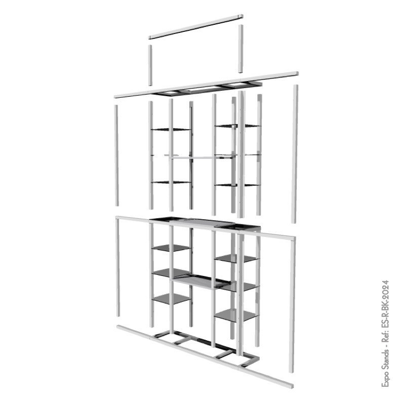 Triple shelf with backing / side displays