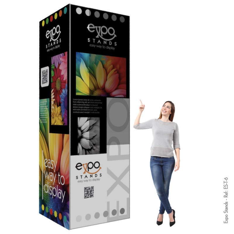 Portable advertising cube totem 3x1