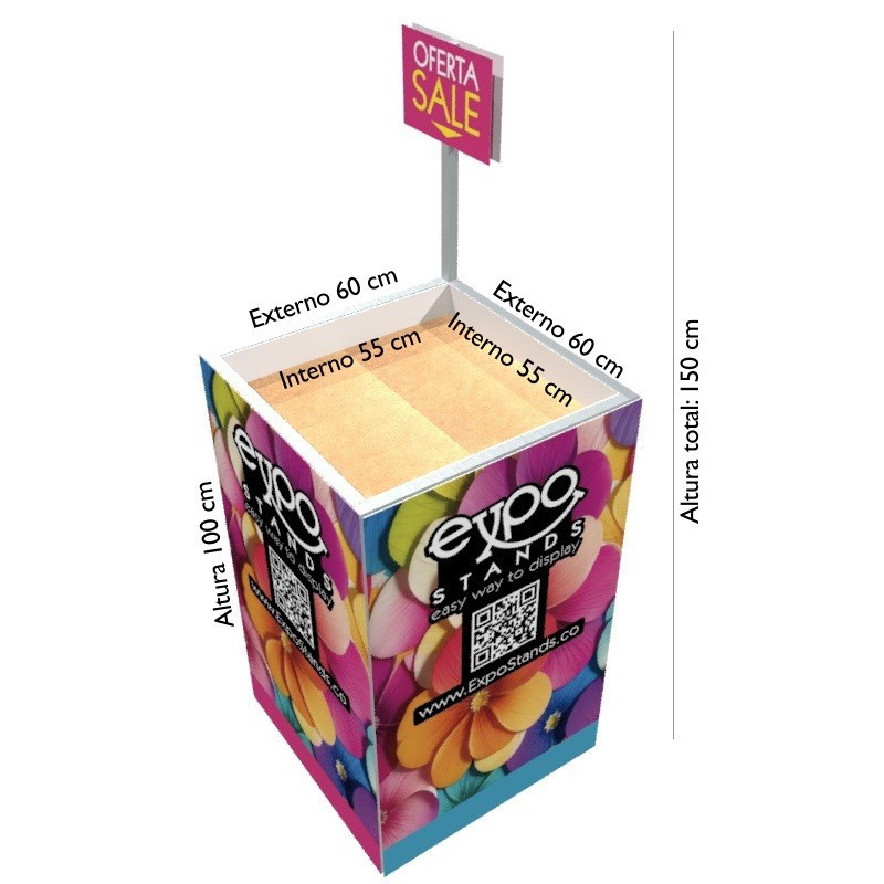 Waste Bin / Trash Pop Display 60x60x75