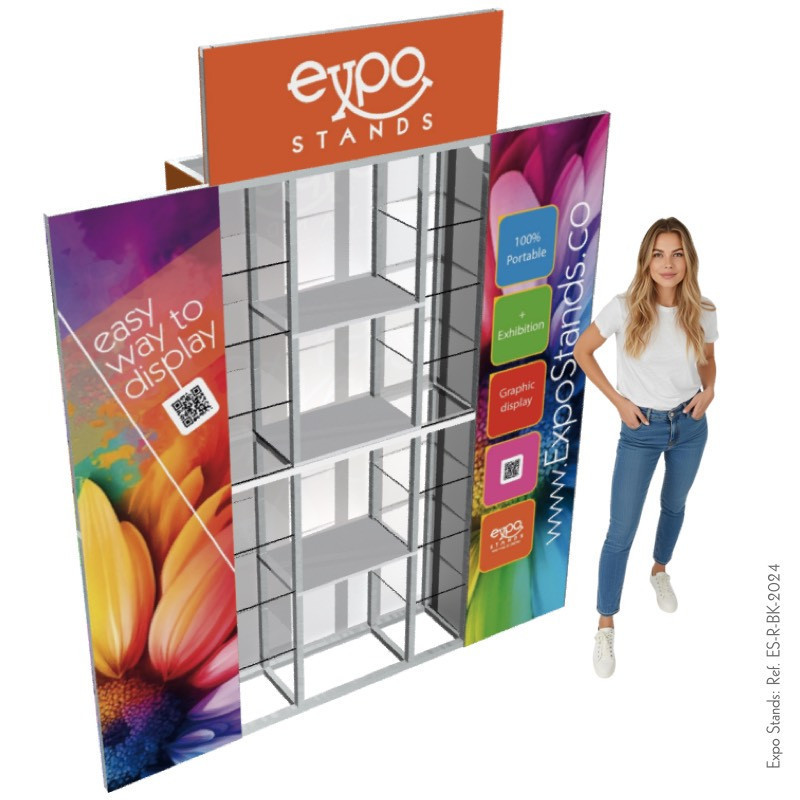 Triple shelf with backing / side displays