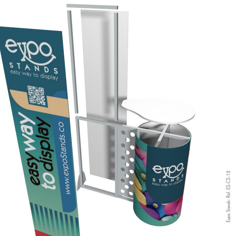 Stand portátil con counter y backing dual