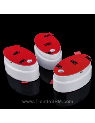 Soporte antirrobo adhesivo para exhibición con cable guaya retráctil.