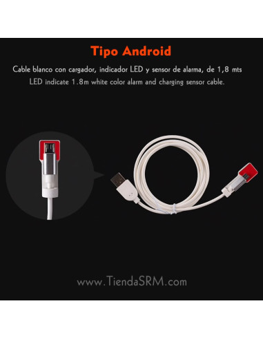 10 cables para alarma con cargador Android