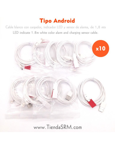 10 cables para alarma con cargador Android
