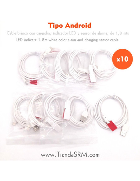 10 cables para alarma con cargador Android