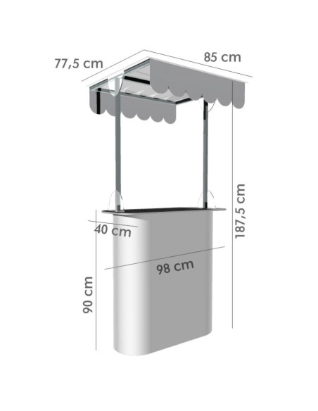 Mesa o Counter portátil con techo