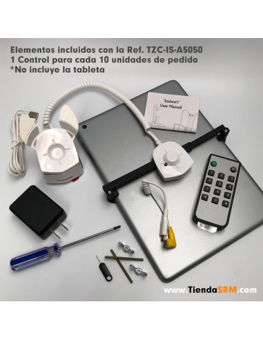 Alarma con soporte y pinza de seguridad para tabletas.