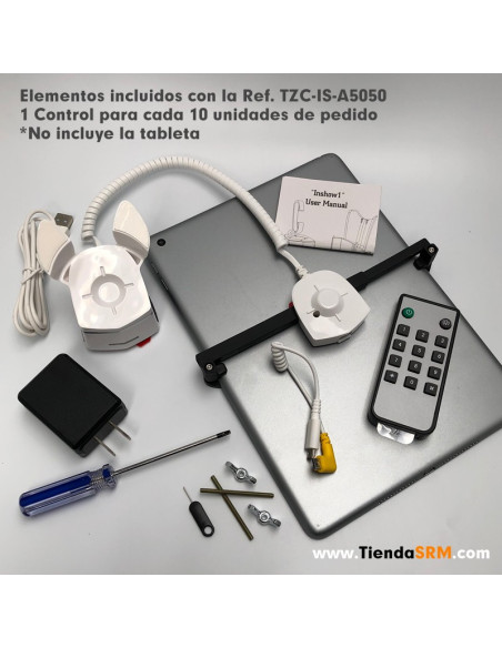 Alarma con soporte y pinza de seguridad para tabletas.
