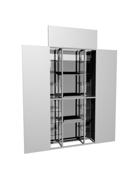 Repisa triple con backing / displays laterales