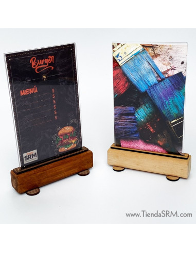 Hablador de mesa base en madera media carta