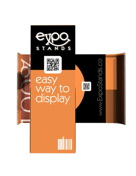 Stand publicitario de 3x2 con columna, counter y techo
