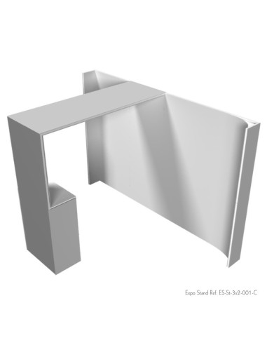 Stand publicitario de 3x2 con columna, counter y techo