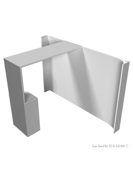 Stand publicitario de 3x2 con columna, counter y techo