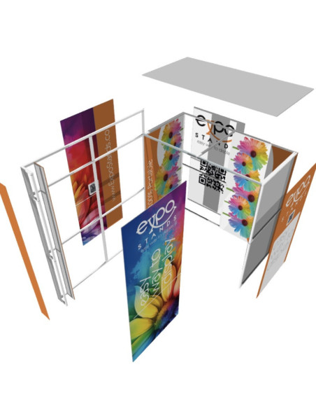 Stand publicitario con cubículo