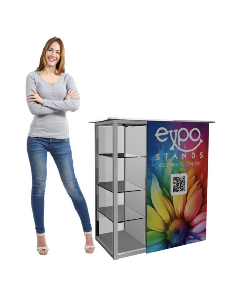 ExpoStands - Counter con vitrina lateral 100 x 50 cm