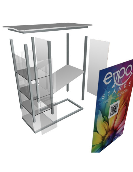 ExpoStands - Counter con vitrina lateral 100 x 50 cm