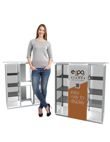 ExpoStands - Counter con vitrina lateral doble 100 x 50 cm