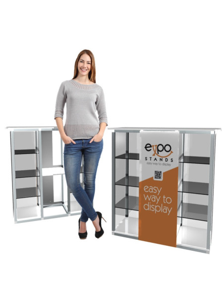 ExpoStands - Counter con vitrina lateral doble 100 x 50 cm