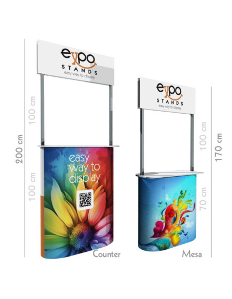 ExpoStands - Mesa o Counter de 80x30 cm opción cenefa