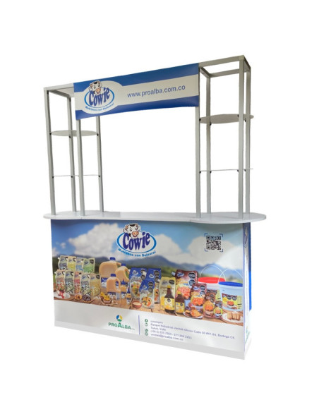 Counter de 170x55 cm con opción repisas y cenefa.