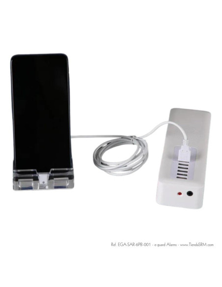 Alarma de 6 puertos con bases para teléfonos y accesorios