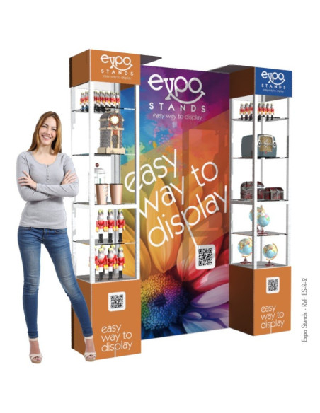 ExpoStands - Repisa exhibidor Doble con Backing