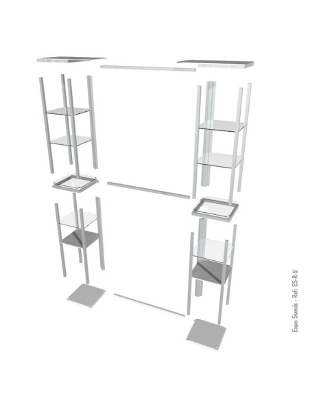 ExpoStands - Repisa exhibidor Doble con Backing