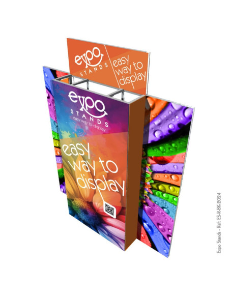 Repisa triple con backing / displays laterales