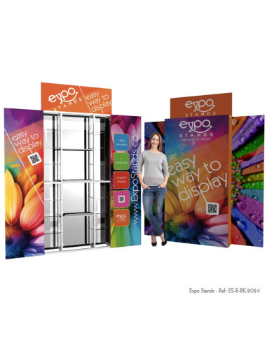 Repisa triple con backing / displays laterales