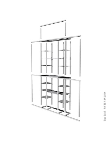 Repisa triple con backing / displays laterales