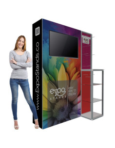Backing con counter, porta TV y ganchera.