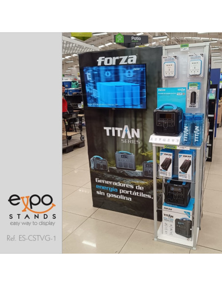 Backing con counter, porta TV y ganchera.
