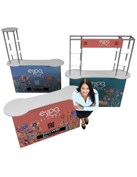 Counter de 170x55 cm con opción repisas y cenefa.