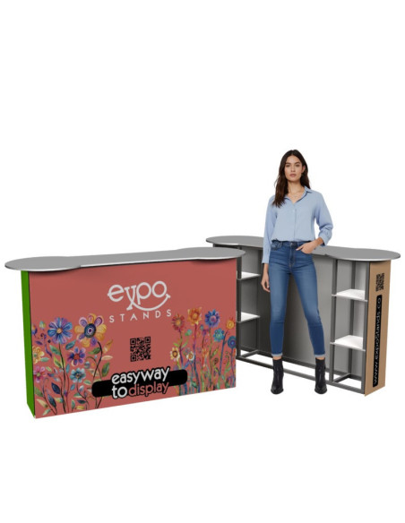 Counter de 170x55 cm con opción repisas y cenefa.